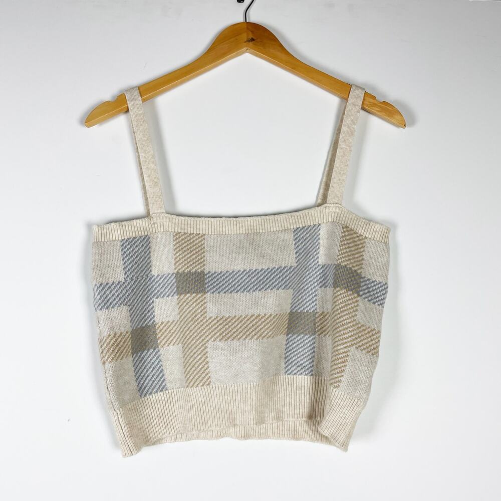 Witty Fox plaid knit sweater cropped bandeau tank top camisole Size XL